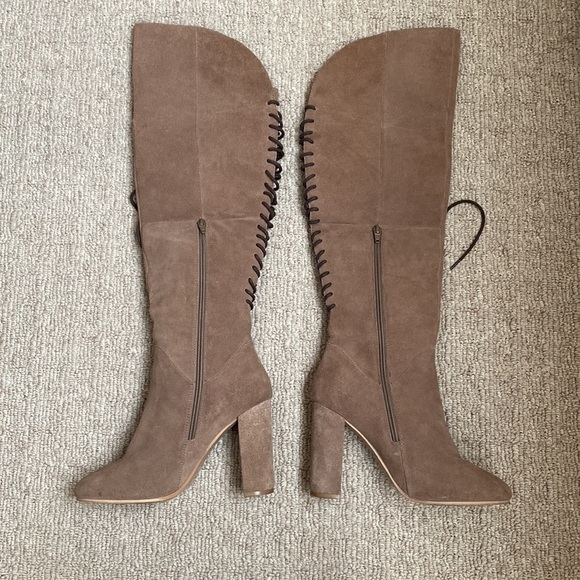 Steve Madden Revolvee Over the Knee Suede Leather Lace Up Block Heel Boho Boots - Picture 3 of 9
